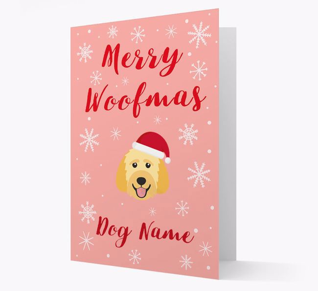 'Merry Woofmas {dogsName}' Card with your {breedFullName} Christmas Icon